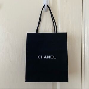 Authentic Chanel Black Paper White Logo Print Gift/Shopping Bag